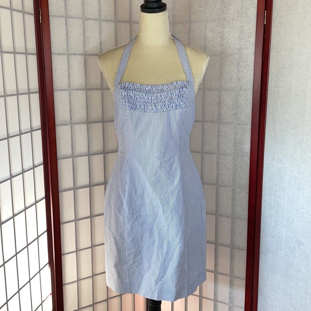 LILLY Pulitzer “Maureen” Blue and White Striped Halter Dress⭐️